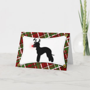 Bedlington Terrier Reindeer Christmas Card