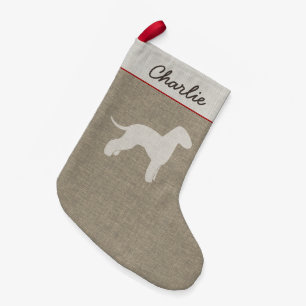 Bedlington Terrier Silhouette Personalised Dog Small Christmas Stocking