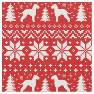 Bedlington Terrier Silhouettes Christmas Holiday Fabric
