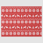 Bedlington Terrier Silhouettes Christmas Pattern Tissue Paper<br><div class="desc">Festive Red and White Christmas Sweater Style Pattern with Bedlington Silhouettes</div>