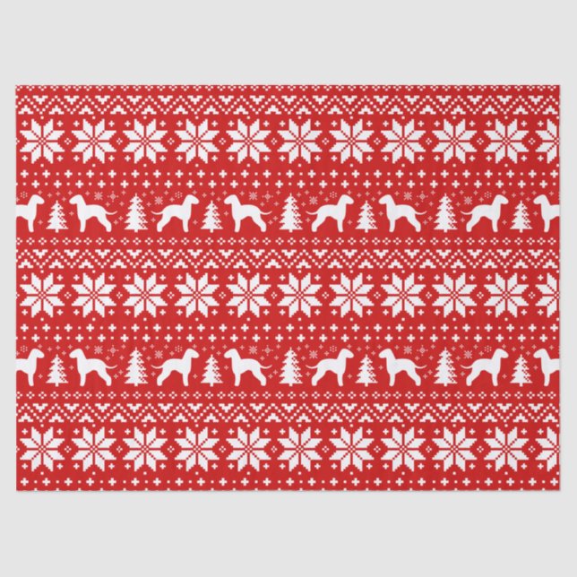 Bedlington Terrier Silhouettes Christmas Pattern Tissue Paper (Front)