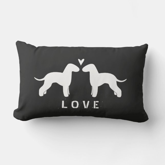 Bedlington Terrier Silhouettes Love Lumbar Cushion (Front)