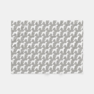 Bedlington Terrier Silhouettes Pattern Grey Fleece Blanket
