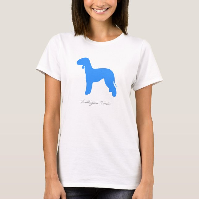 Bedlington Terrier T-shirt (blue silhouette) (Front)