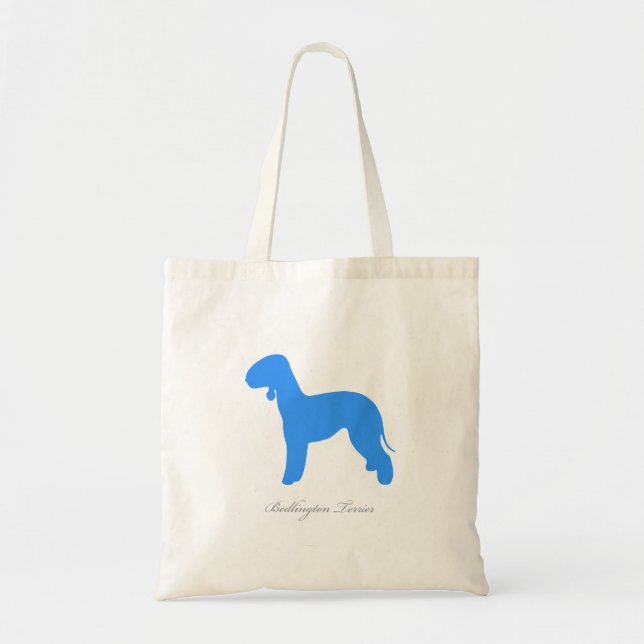 Bedlington Terrier Tote Bag (blue silhouette) (Front)