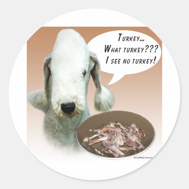 Bedlington Terrier Turkey Classic Round Sticker (Front)