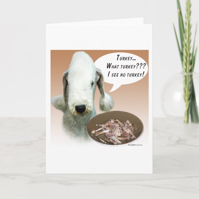 Bedlington Terrier Turkey Holiday Card (Front)