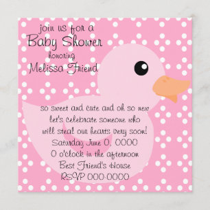 Bedotted Duck in Pink Invitation