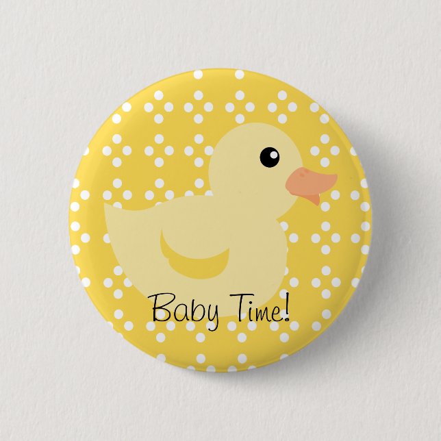 Bedotted Duck in Yellow 6 Cm Round Badge (Front)