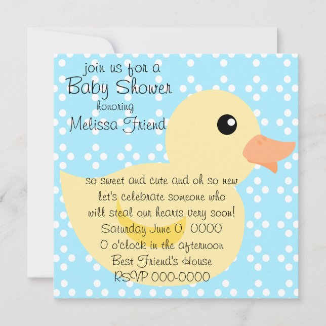 Bedotted Duck in Yellow Invitation (Front)