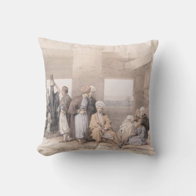 Bedouin Family at the temple of Amun,Thebes, Egypt Cushion (Front)