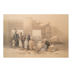 Bedouin Family at the temple of Amun,Thebes, Egypt Wood Wall Art