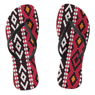Bedouin Sadu Fabric Pattern Flip Flops