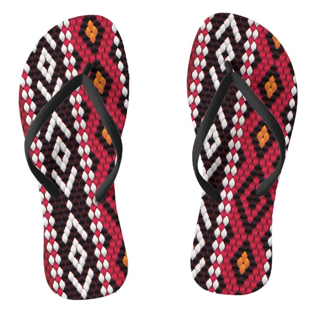 Bedouin Sadu Fabric Pattern Flip Flops (Footbed)