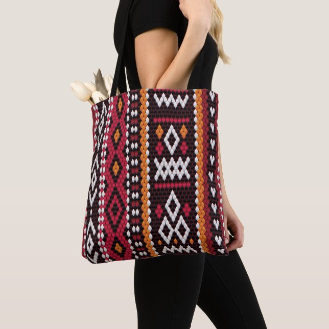 Bedouin Sadu Fabric Pattern Tote Bag (Close Up)