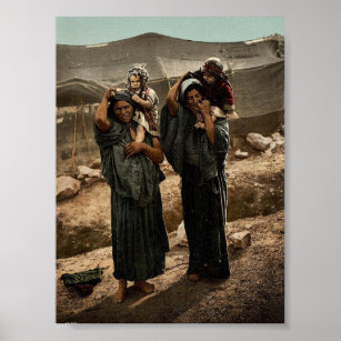 Bedouins and children outside tent, Holy Land rare Poster