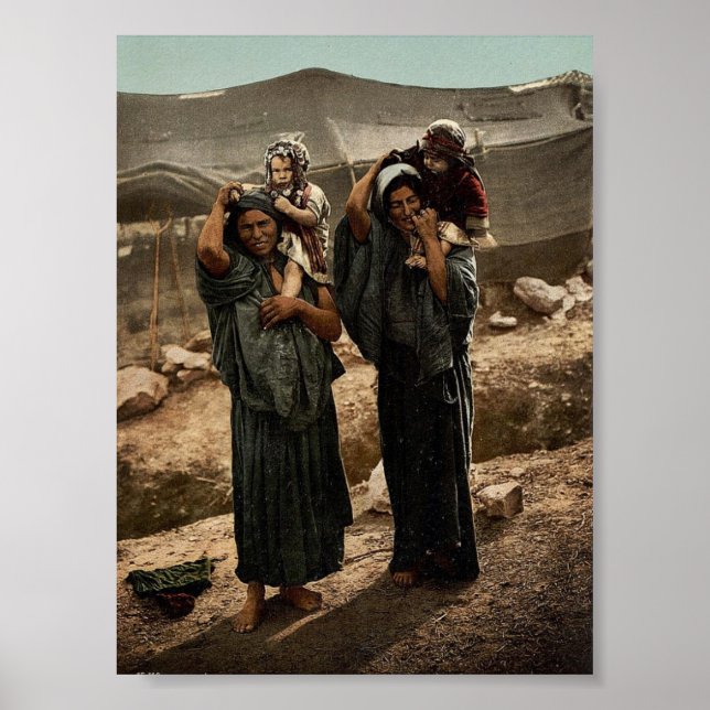 Bedouins and children outside tent, Holy Land rare Poster (Front)