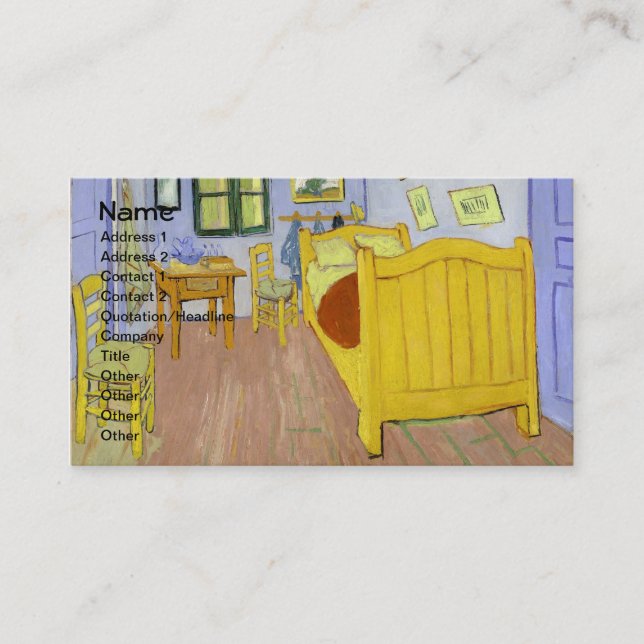 Bedroom in Arles (F482) Van Gogh Fine Art Business Card (Front)