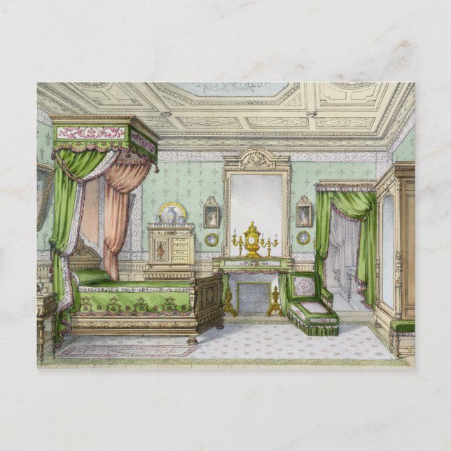 Bedroom in the Renaissance style (colour litho) Postcard (Front)