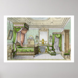 Bedroom in the Renaissance style (colour litho) Poster