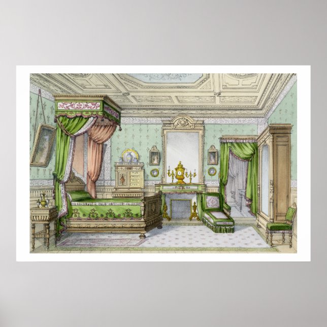 Bedroom in the Renaissance style (colour litho) Poster (Front)