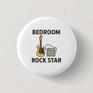 Bedroom Rock Star Guitar & Amp Design for Musician 3 Cm Round Badge