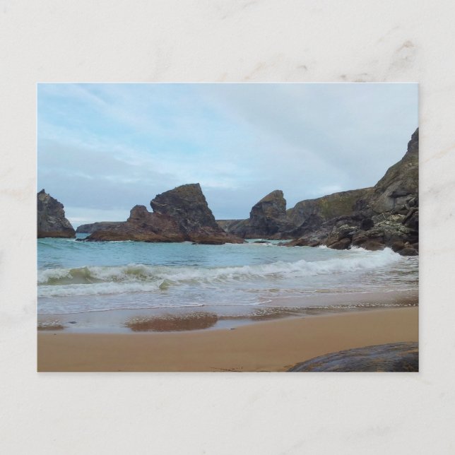 Bedruthan Steps Carnewas Cornwall England Postcard (Front)