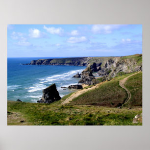 Bedruthan steps Cornwall Poster