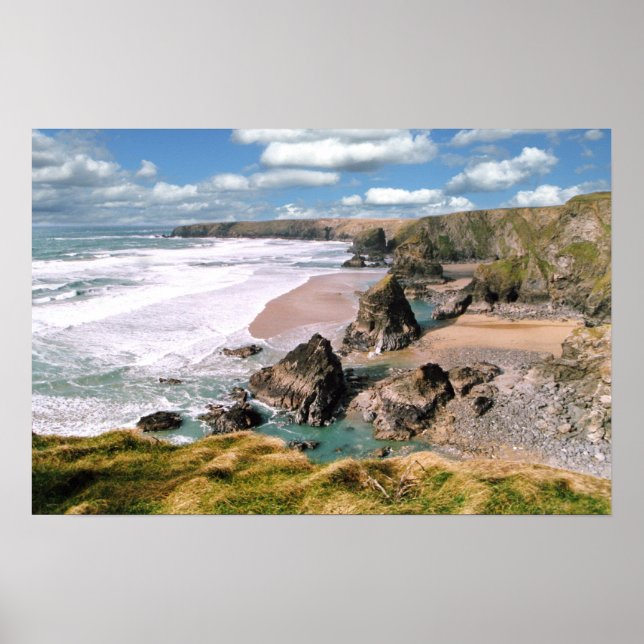 Bedruthan Steps, Cornwall Poster (Front)
