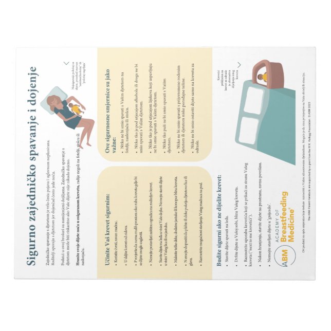 Bedsharing and Breastfeeding Tear-away (Croatian) Notepad (Front)
