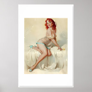 Bedside Manner Vintage Style Elvgren RedHead Poster