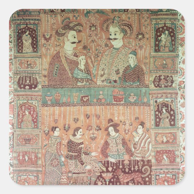 Bedspread depicting native potentates square sticker (Front)