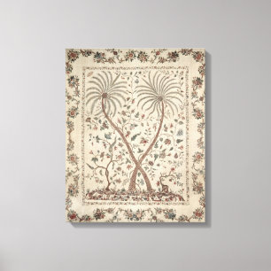 Bedspread with Palm Tree Motifs Canvas Print