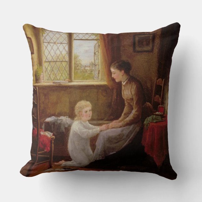 Bedtime, 1890 (oil on panel) cushion (Front)