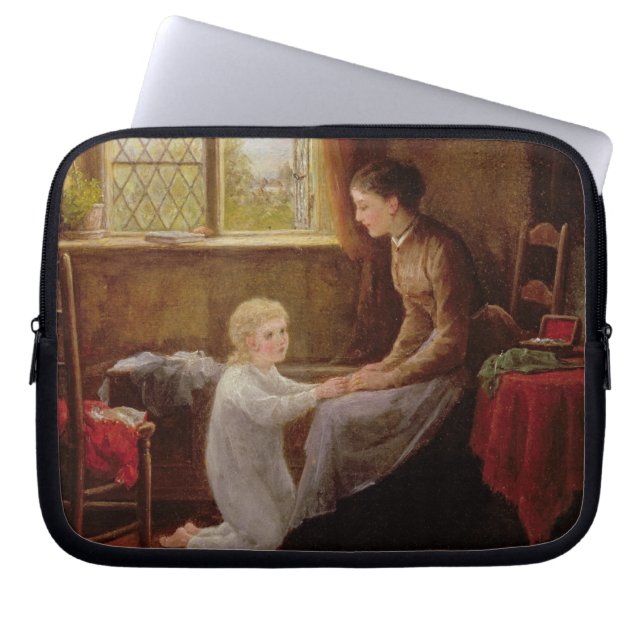 Bedtime, 1890 (oil on panel) laptop sleeve (Front)