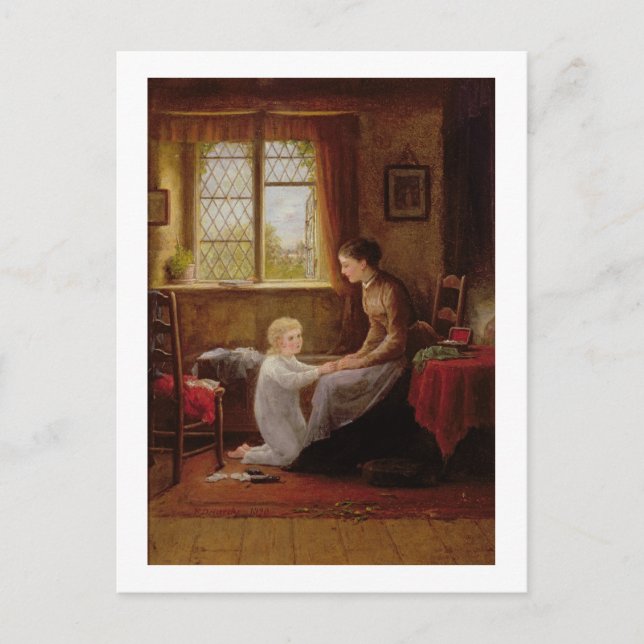 Bedtime, 1890 (oil on panel) postcard (Front)