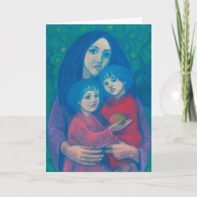 Bedtime fairytale, mother& kids art mothers day card (Front)