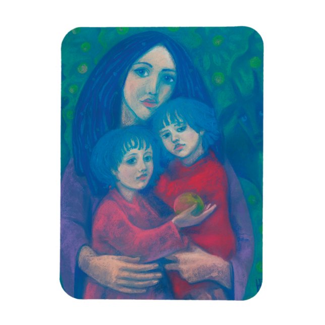 Bedtime fairytale, mother& kids art mothers day magnet (Vertical)