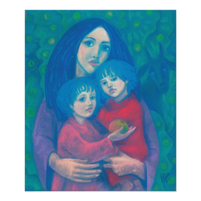 Bedtime fairytale, mother& kids art mothers day photo print (Front)