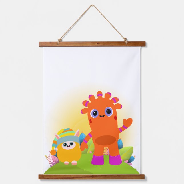 Bedtime Friends Wall Tapestry – Cute Nursery Chara (Front)