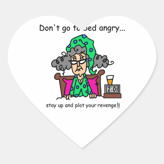 Bedtime Humour Heart Sticker (Front)
