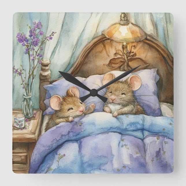 Bedtime Mice Wall Clock (Front)