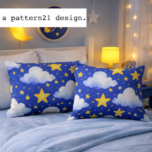 bedtime night sky blue pattern cushion