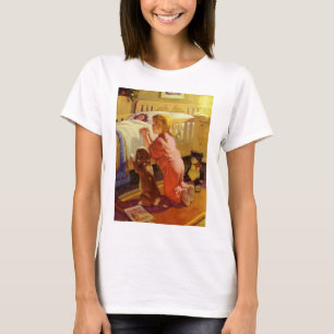 Bedtime Prayers, Girl with Puppy, Vintage Religion T-Shirt