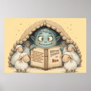 Bedtime Stories by Mom Cute Monster Baby Blanket Poster