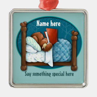 Bedtime story bear and bunny metal tree decoration