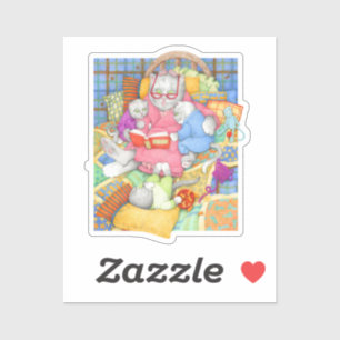 Bedtime Story Kitties 2 inch Vinyl Sticker