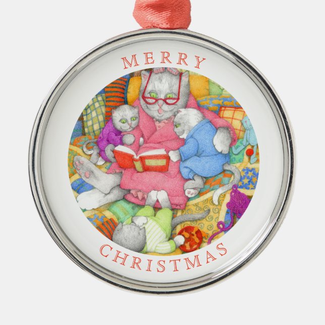 BEDTIME STORY Premium Round Ornament + Text (Front)