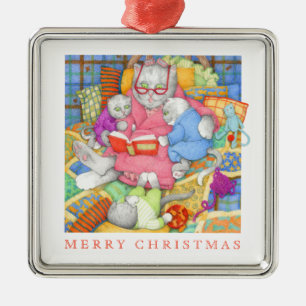 BEDTIME STORY Premium Square Ornament