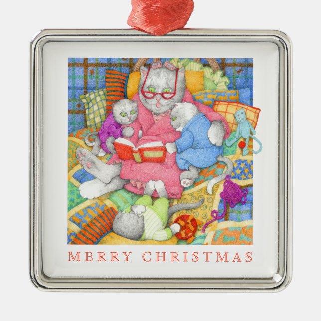 BEDTIME STORY Premium Square Ornament (Front)